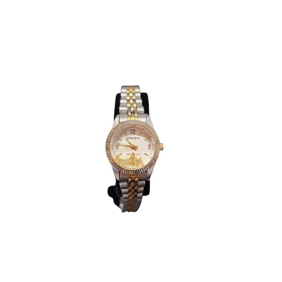 Star & Moon Gruen Women Silver Gold Two Tone Watch - Picture 1 of 9